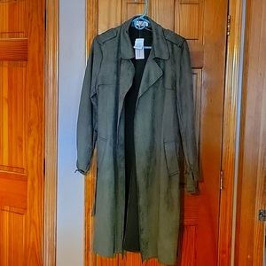 Philosophy L Green Faux Leather/suede long Jacket new with tags beautiful